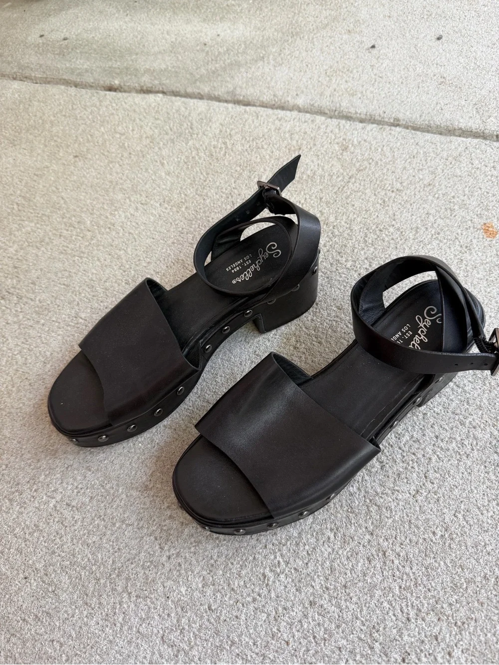 Seychelles Black Studded Platform Sandals